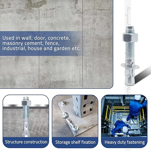 3/4" x 4-1/2" Wedge Anchor, for Cement and Concrete only, zinc-Plated Carbon Steel Screws and lag Bolts （ 10 pcs