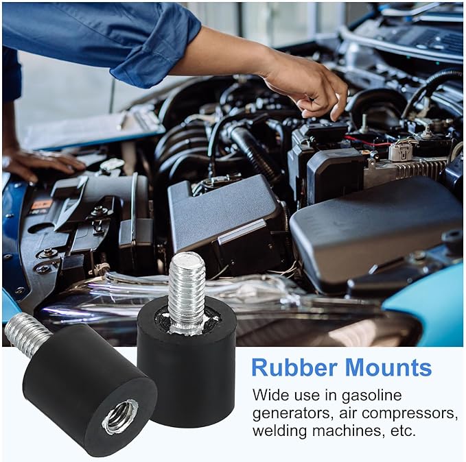 uxcell M3 Rubber Mounts, 8Pcs 8x8mm(DxH) Rubber Cylindrical Anti Vibration Isolator Shock Absorber with Lock Nuts for Car Bobbin Generator Air Compressors