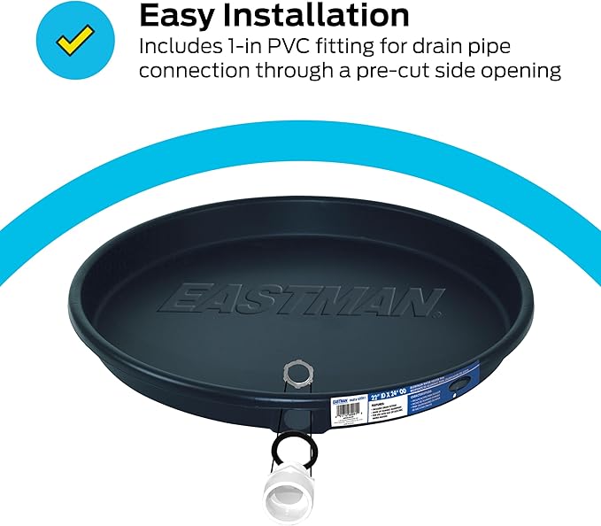 Eastman Water Heater Drain Pan with PVC Fittings, 22 Inch ID x 24 Inch OD Compression, 60091