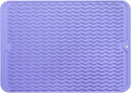 Silicone Dish Drying Mat for Multiple Usage,Easy clean,Eco-friendly,Heat-resistant Silicone Mat for Kitchen Counter or Sink,Refrigerator or drawer liner Light Purple L 16 inches x 12 inches