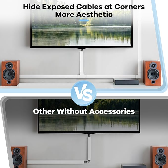 Cord Covers for Wires on Wall Extra-Long, 13.12ft TV Cord Hider Kit, Paintable Cable Management Concealer, White Cord Raceway Channel, 4 x L39in x W0.95in x H0.55in