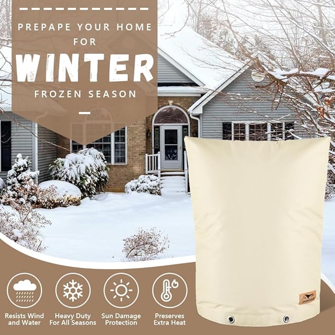 Backflow Preventer Insulation Cover - Water Pipe Insulation Sprinkler Cover for Outside - Insulated Backflow Cover Pouch for Irrigation Back Flow Valve in Winter or Sun Exposure (20" W x 26" H, Sand)