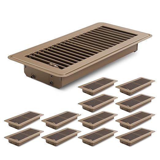 12Pcs Floor Vents Floor Registers 4x10 Inch, Heavy Duty Metal Hot Air Vent Covers 4x10 Inch with Rust-Proof Finish for Home Heater Floor Vent Grilles and Vents
