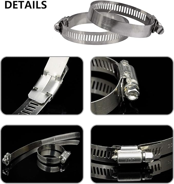 Hose Clamp, 25 Pack Stainless Steel Worm Gear fuel line hose clamps, 16-25mm (5/8-1 inch)