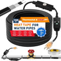 3~100FT Heat Tape for Water Pipes, UL & ETL Certified 100 FT Self-Regulating Pipe Heating Cable with Thermostat for Pipe Freeze Protection, Waterproof Heat Tape for Metal and Plastic Pipes,Black