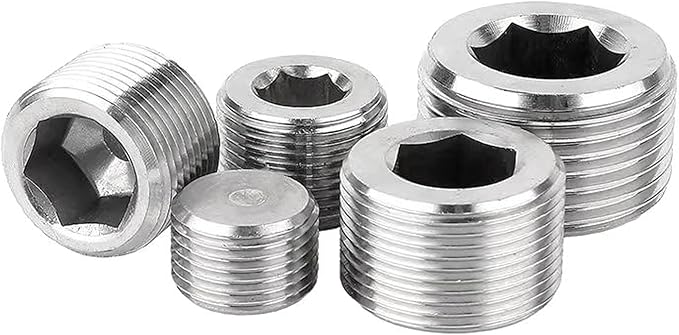 Stainless Steel 304 Hex Socket Plug, 3/8" NPT Male, Pack of 10