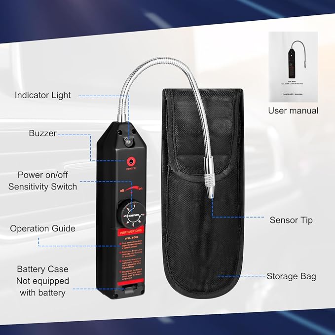 AC Leak Detector Kit, R1234yf R134a R410a AC Oil UV Dye Injector Kit Refrigerant Leak Detector Tool Low Side Quick Coupler Mini Split Adapter Glasses Flashlight(Useful)