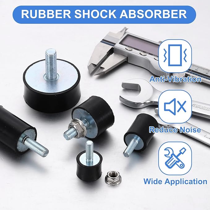 uxcell M4 Rubber Mounts, 4Pcs 14x15mm(DxH) Rubber Cylindrical Anti Vibration Isolator Shock Absorber with Lock Nut for Car Bobbin Generator Air Compressors