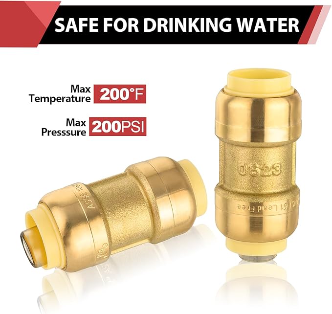 (Pack of 25) EFIELD 1/2 Inch Straight Coupling Push-Fit Fittings to Connect Pex, Copper, CPVC Tube with a Disconnect Tool,(PF003-25PCS)