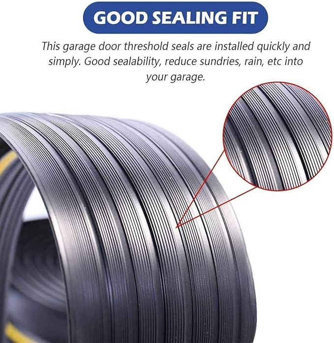 ToLanbbt 16.5Ft/5M Universal Garage Threshold Seal Strip with 300ml Black Sealants/Adhesives, Garage Door Bottom Weatherproof Strip Rubber DIY Weather Stripping Replacement (Black+Yellow)