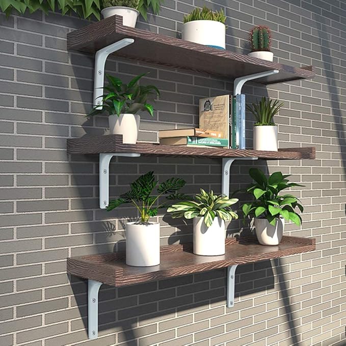 SAYAYO L Shape Wall Bracket, 4 x 4 Inch Iron Shelf Bracket DIY Floating Shelf Support, 2 PCS Bright White