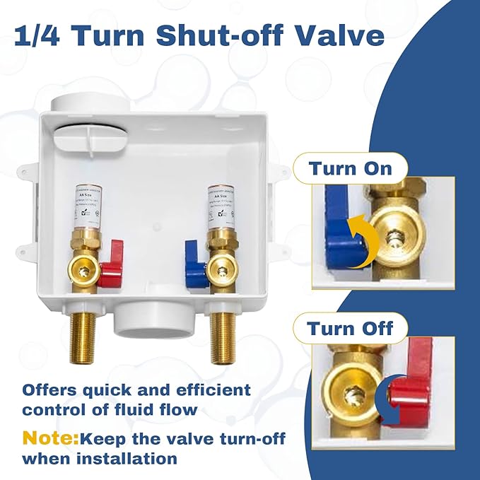 5-PACK GUOFIS Washing Machine Outlet Box with Copper Water Hammer Arrestor, PEX Laundry Washer Box with Central and Side Drain Design(1/2"MIP Sweat Connection Inlet X 3/4"MHT Outlet)(WM011-5Pack)