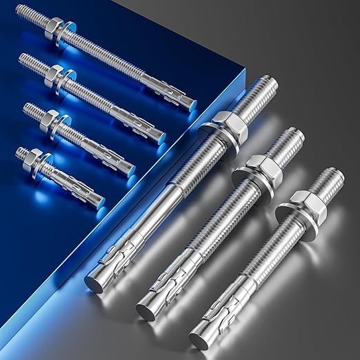 10Pcs 3/8x2-1/2 Inch Standard Fasteners for Heavy-Duty 304 Stainless Steel Wedge Anchors for Cement and Concrete