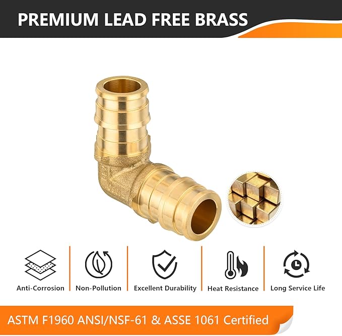 20-Pack HeSun Pex-A Fitting, 3/4 Inch Expansion Elbow(90-Degree),Pex Expansion Fitting 3/4" x 3/4" Elbow,ASTM F1960(PEX1960035-20)