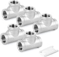 TAISHER 5PCS Stainless Steel Tee Pipe Fittings, 1/2" x 1/2" x 1/2" NPT Female Pipe Fittings