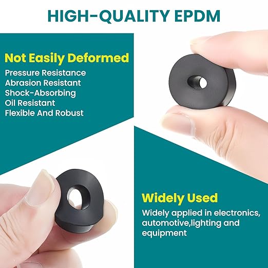 10 Pcs Black Rubber Spacers, 1" OD x 3/8" ID x 1" Thick Rubber Bushing Anti Vibration Spacer, Tear-Resistant Design for Home, Automotive & Industrial