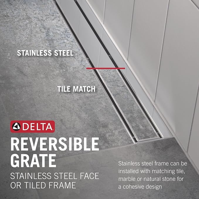 Delta Faucet 24" Linear Shower Drain Wall Edge in Matte Black