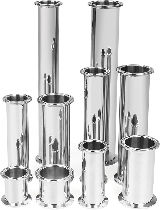 Tri Clamp Tube 2 Inch OD Sanitary Spool Length 6 Inch Clamp End OD 50.5mm 304 Stainless Steel Seamless Round Tubing