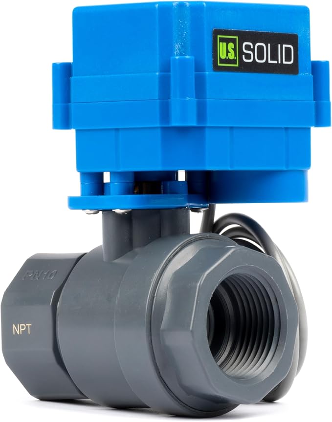 U.S. Solid 1 inch UPVC Motorized Ball Valve - AC 85V-265V Plastic Electrical Ball Valve with Full Port, 2 Wire Auto Return, Normally Closed