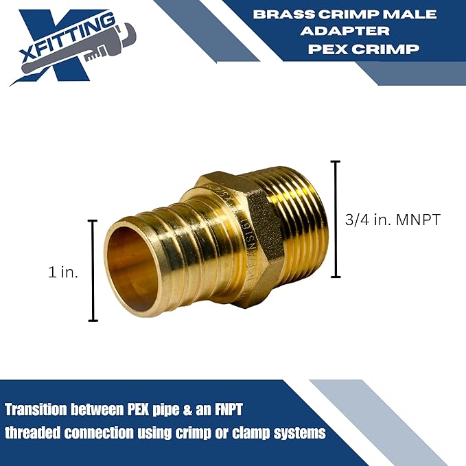 XFITTING 1 inch Pex x 3/4 inch Male NPT Adapter, 24-4-6=5X, 5 Pieces