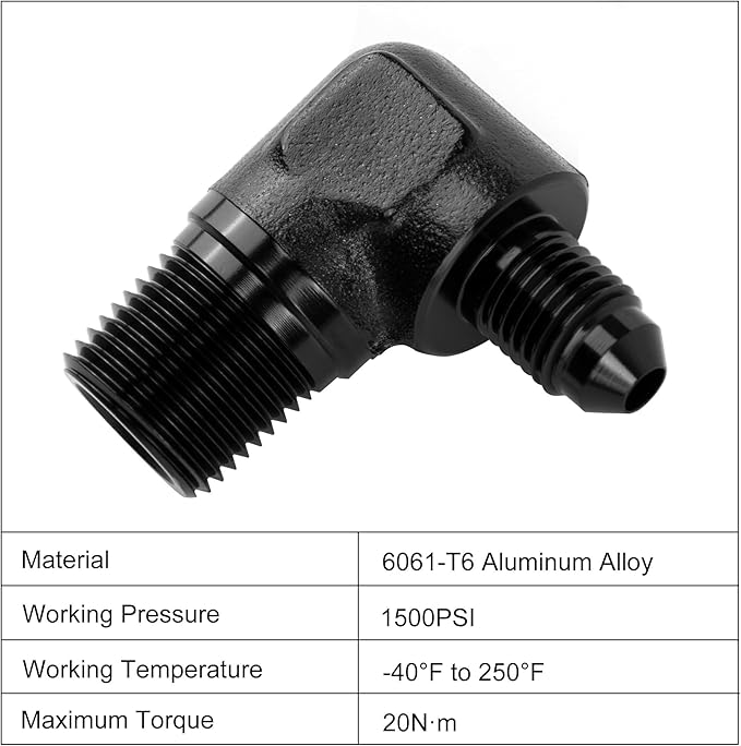 EVIL ENERGY 4AN to 3/8" NPT Male 90 Degree Fitting Adapter Aluminum