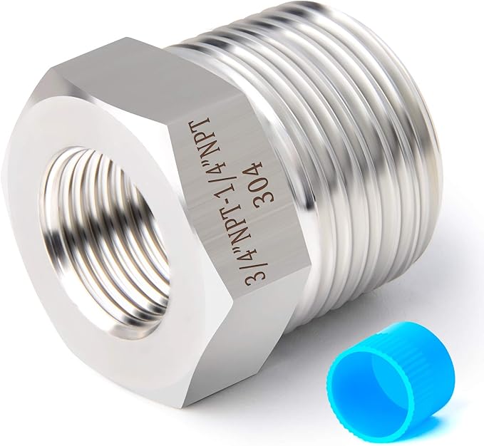 TAISHER 5PCS Forging of 304 Stainless Steel Reducer Hex Bushing, 3/4" Male NPT to 1/4" Female NPT, Reducing Forging Pipe Adapter Fitting