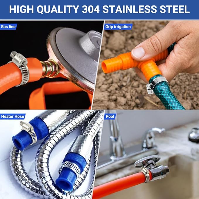 22 Pack Stainless Steel Hose Clamps - Adjustable 3/4'' - 1-1/4'' (18-32mm) Worm Gear Hose Clamps with a Socket Wrench for Plumbing,Automotive And Mechanical Application