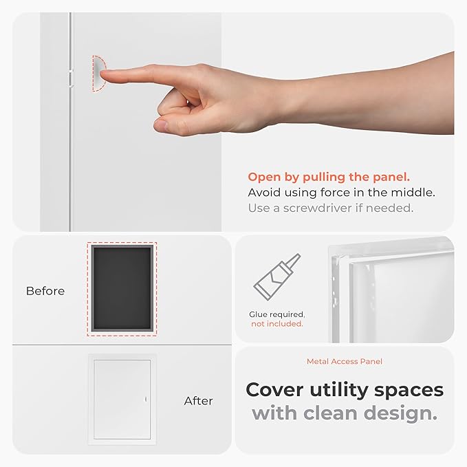 10 x 14 Inch White Rectangular Metal Plumbing Access Panel - Indoor Wall Access Door for HVAC, Wall, Ceiling, and Drywall with Panel - Opening Box Door Cover - Easy to Install