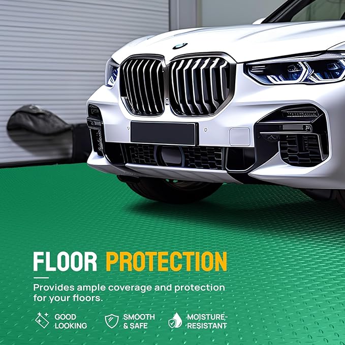 TUFFIOM 7.5 x 20 FT Garage Floor Mat, Thickened Diamond Plate PVC Garage Mats Flooring Roll for Under Car, Garage Parking Mats for Floor Large SUVs, MPV, Pickup Truck