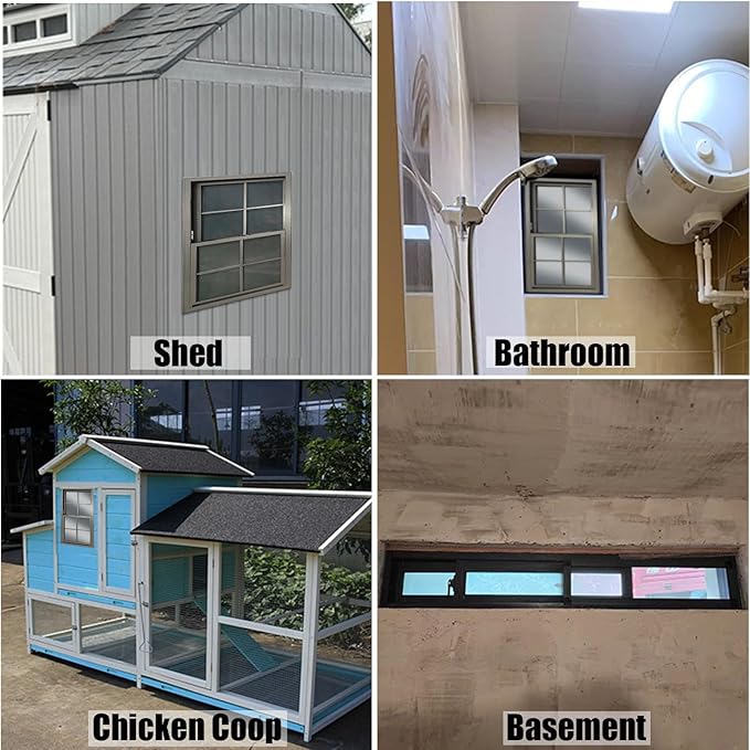 24x33 Shed Windows, Sliding Windows with Double Panel Tempered Glass and Screen, Household Storm Window with Sealing Strips, Small Ventilation Window for Basement Chicken Coops Bathroom Black