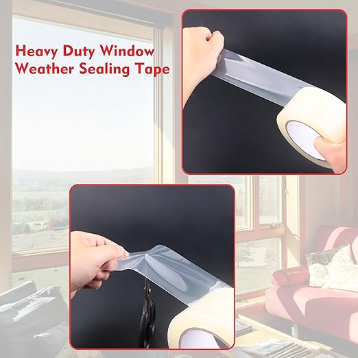 LLPT Transparent Weather Stripping Tape 2” x 108 Ft for Window and Door Ultra High Performance Weather Resistant Tape for Window Draft Insulation No Mess (WWT208)