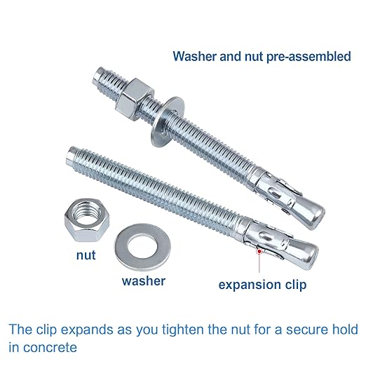 3/8 inch x 3-3/4 inch - 40 Pieces Wedge Anchor Zinc Plated Heavy Duty Fastener for Concrete