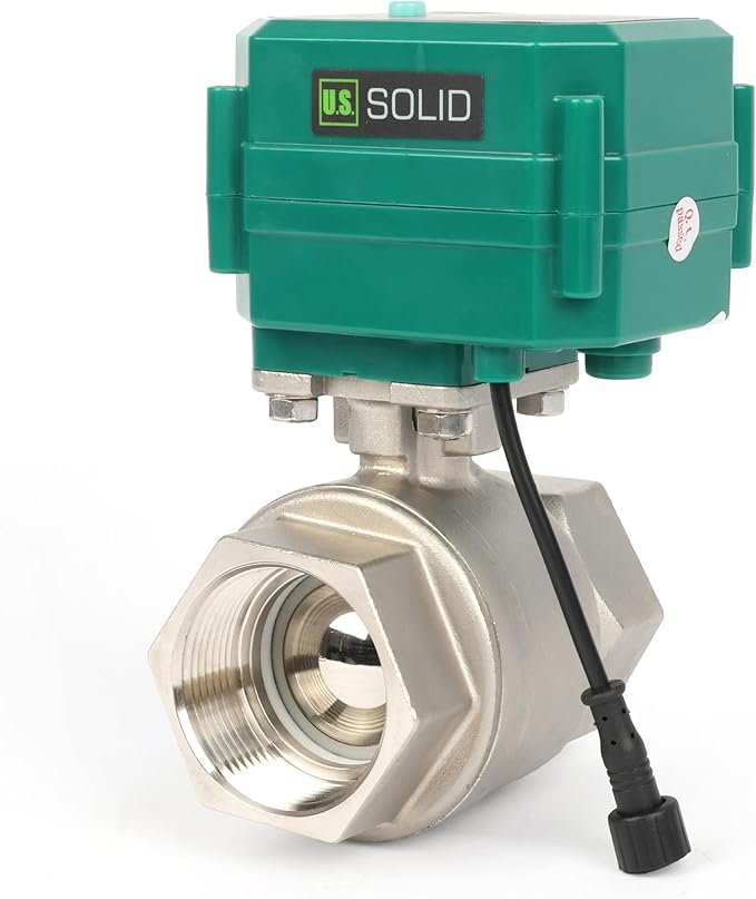 U.S. Solid 1-1/2" Smart Motorized Ball Valve - Stainless Steel Remote App Mobile-control Electrical Ball Valve with Manual Switch, Plug Connection