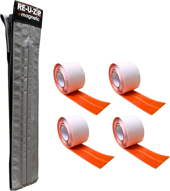 RE-U-ZIP® Self-Closing Magnetic Entry Strip | Hands-Free Dust Barrier Zipper Alternative for Plastic Sheeting | Reusable, Custom Placement & Works Under Negative Air | Starter KIT