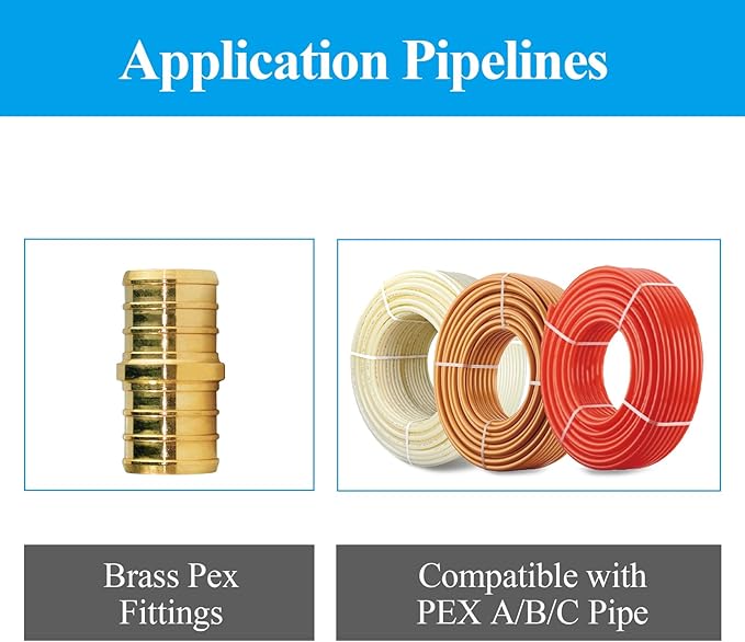 WiseWater 28 Pcs PEX Fittings 3/4 Inch, 3/4 inch Straight Coupling Brass Fittings, Barb Crimp PEX Pipe Fitting for PEX Pipe Plumbing Projects (Pack of 28)