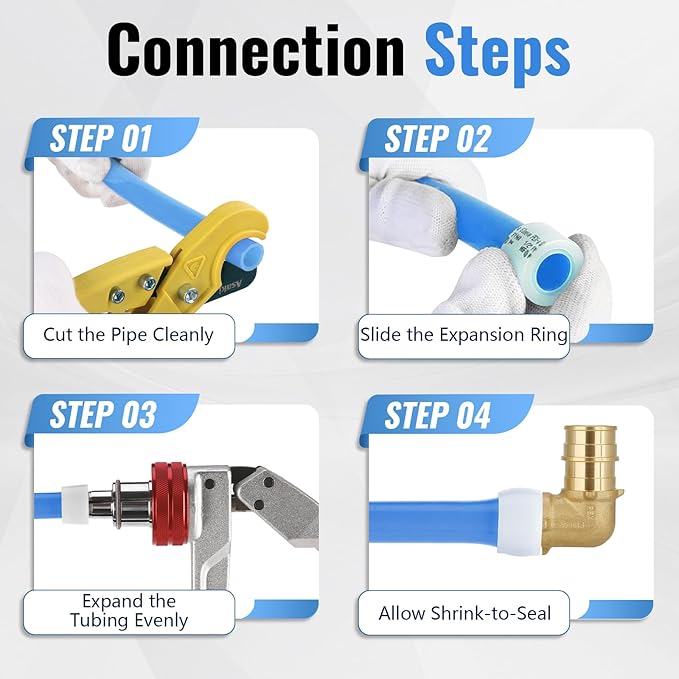 (10-Pack YVSKM) 3/4" PEX-A 90° Elbow Expansion Fitting, Lead-Free Brass Full Flow Connector, ASTM F1960 & cUPC Certified for Residential Hot & Cold Water and Radiant Heating Systems