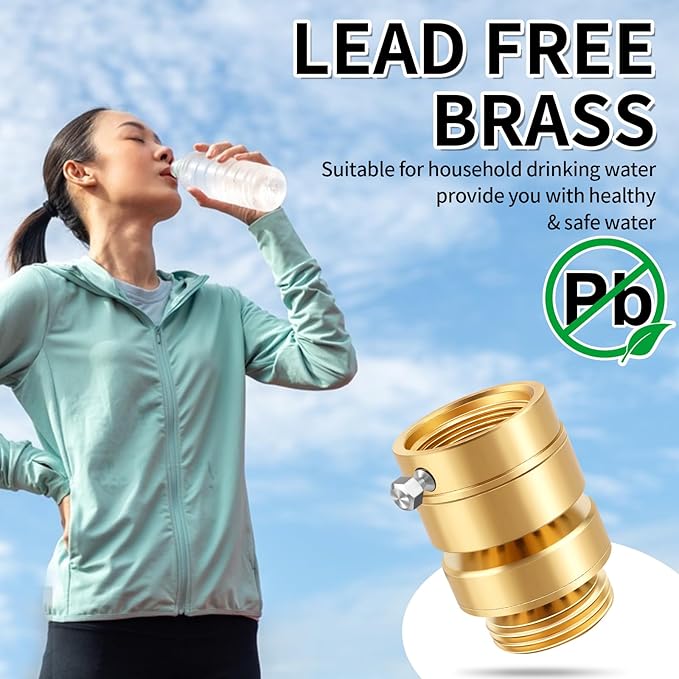 Fine Thread Vacuum Breaker, PK1390 1-1/16" Fine Thread Female No Lead Brass Self-Draining Vacuum Breaker, Hose Bib Vacuum Breaker, Providing you with Healthy Portable Water (NOT fit 3/4" GHT Bibcock)