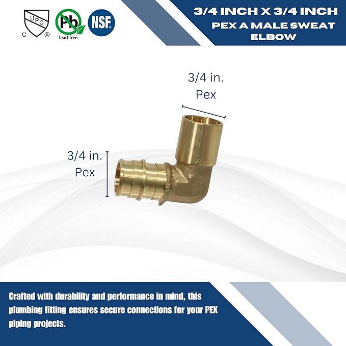 10 Pcs XFITTING Pex A 3/4 Inch x 3/4 Inch Male Elbow Sweat, 30-1-2=10XX