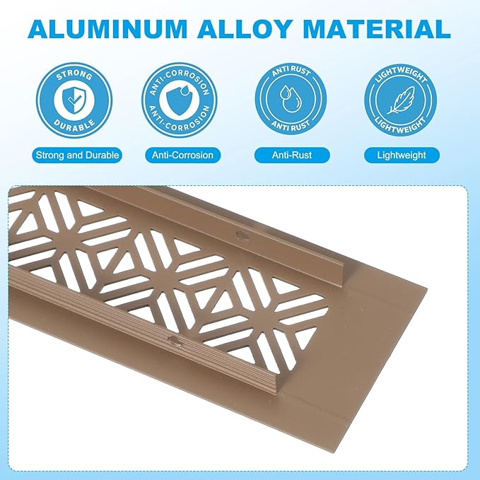 PATIKIL 12 x 2 Inch Door Air Vent Cover, 2 Pcs Heavy Duty Aluminum Grille Ventilation Cover Louvered with Mounting Screws for Cabinet Wardrobe Door, Brown