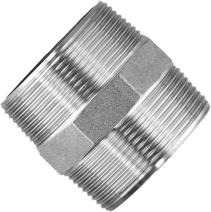 Hex Nipple 2 Inch Male to Male, 304 Stainless Steel Threaded Pipe Fitting for High Pressure Plumbing, 150 PSI, Resistant