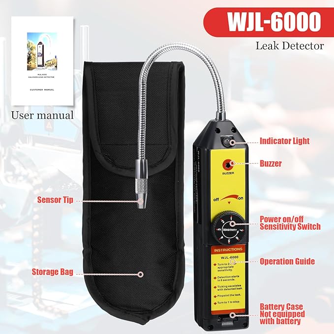 AC Leak Detector Kit, R1234yf R134a R410a AC Oil UV Dye Injector Kit Refrigerant Leak Detector Tool Low Side Quick Coupler Mini Split Adapter Glasses Flashlight(Wonderful)