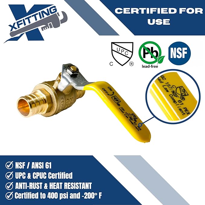 XFITTING 2 Pieces 3/4" Pex Ball Valve, 23-2-1=2X (2 Packs)