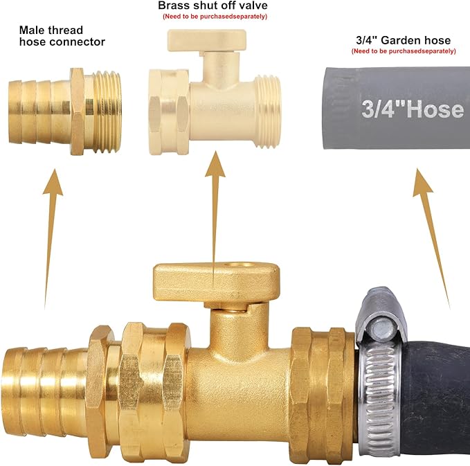 Garden Hose Repair Connector with Clamps Hose End Repair Kit,3/4" Barb Garden Hose Fittings Male and Female brass garden hose ends (3/4"Barb-4 Set)