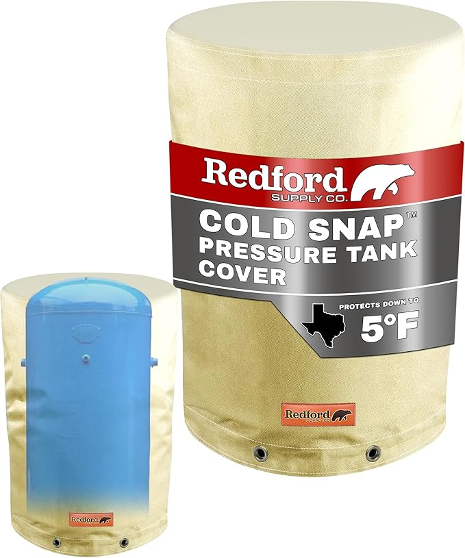 Redford Supply Co. Cold Snap (5°F) Round Pressure Tank Cover Insulation, 24"Diameter x 74"H, Water Well Tank Covers Insulated, Well Pump Cover Insulated Freeze Proof for Winter Outdoor (Beige)