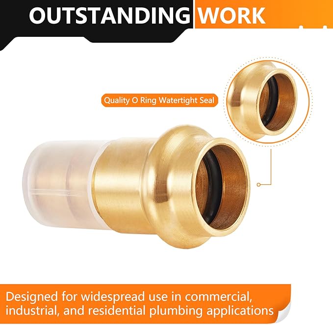 100-Pack HeSun Copper Press Fitting Adapter,3/4" PRESS X 3/4" PEX-A Expansion F1960 Coupling, LF Brass(PEX1960185-100)