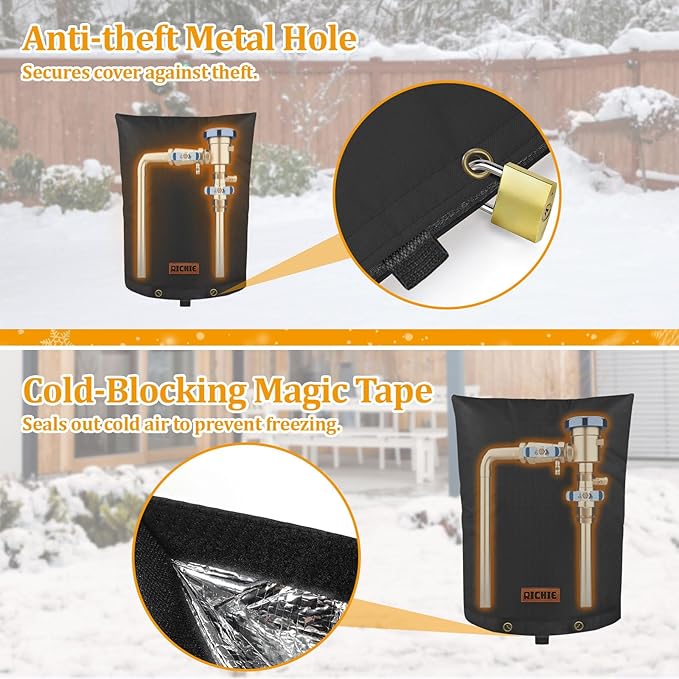 Backflow Preventer Cover (5°F) Heavy-Duty 5-Layer Insulated Enclosure, Freeze & All-Weather Protection for Outdoor Pipe, Irrigation Sprinkler Valve, Well Water Pump & PVB, 20" Wx34 H Black