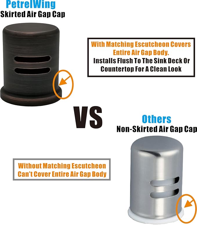 ORB Dishwasher Air Gap Cover only, Skirted, Replacement air gap dishwasher,Solid Brass, Oil Rubbed Bronze Finish