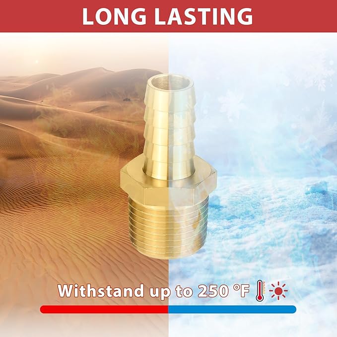 (Pack of 30) EFIELD Brass Hose Barb Fitting Adapter, 3/8" Barb x 3/8" NPT Male Pipe Fitting,(BARB006-30PCS)