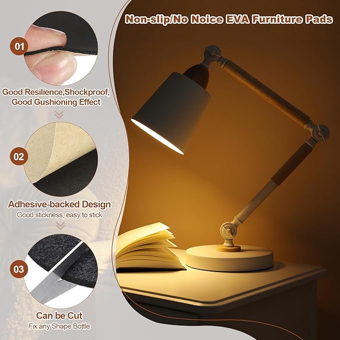 PATIKIL 10.2 Inch Diameter Lamp Base Felt 5Pack 2mm Thick Foam Adhesive Non-Slip EVA Protection Pad Mat for Lamp Furniture DIY Craft, Black