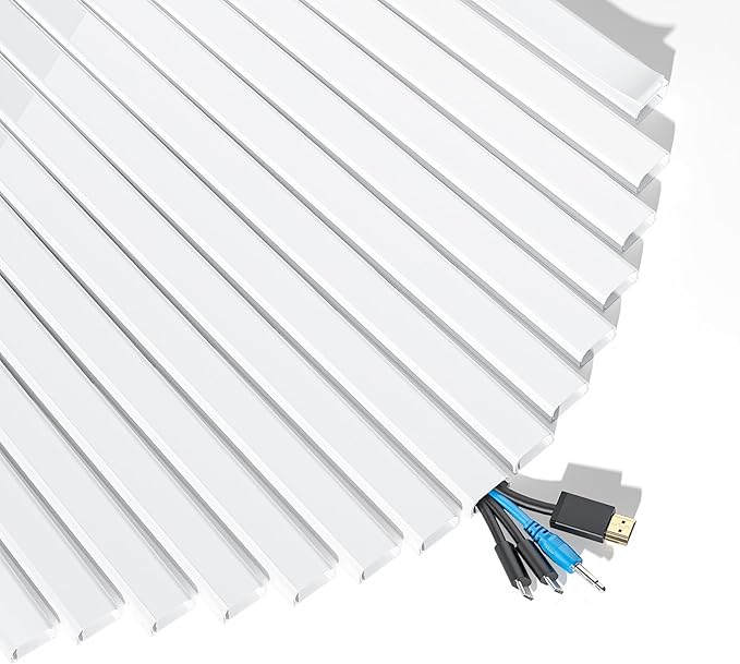 Yecaye 235in Wall Cord Hider for 3-4 Cords, On-Wall Cord Cover Channel, Long Cable Concealer, Cable Cover Cords Management for Home Office, W1.18in H0.63in, White